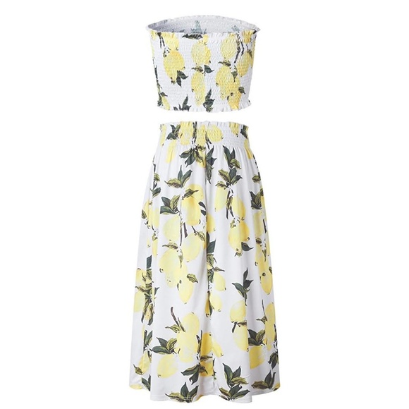 JERI 2 Piece Lemon Print Maxi Skirt Set - Picture 6 of 8